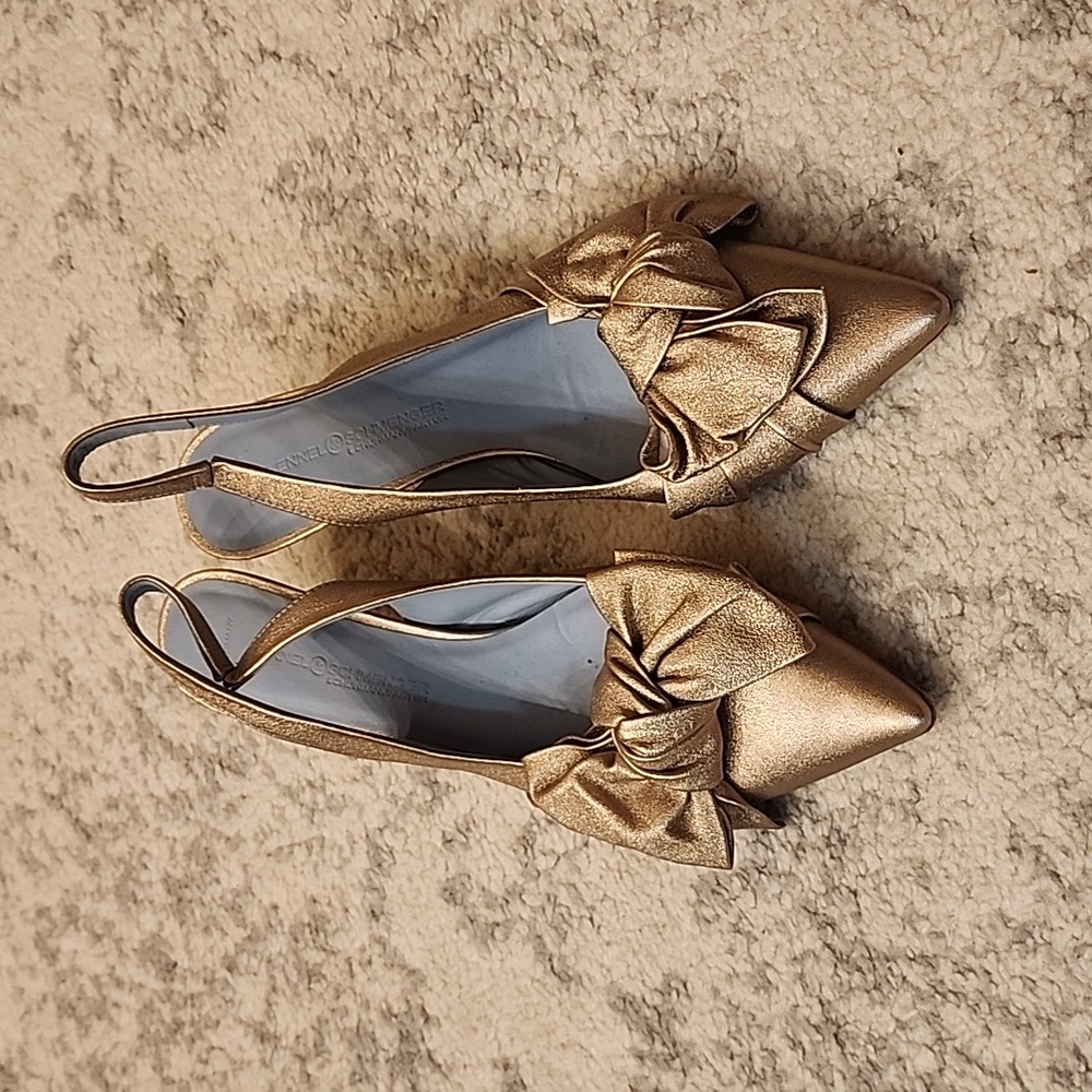 Beautiful rose gold kitten heel shoe